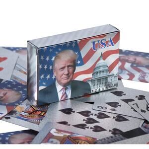 Collectible Donald Trump USA Silver Foil Waterproof Playing Poker Deck Cards